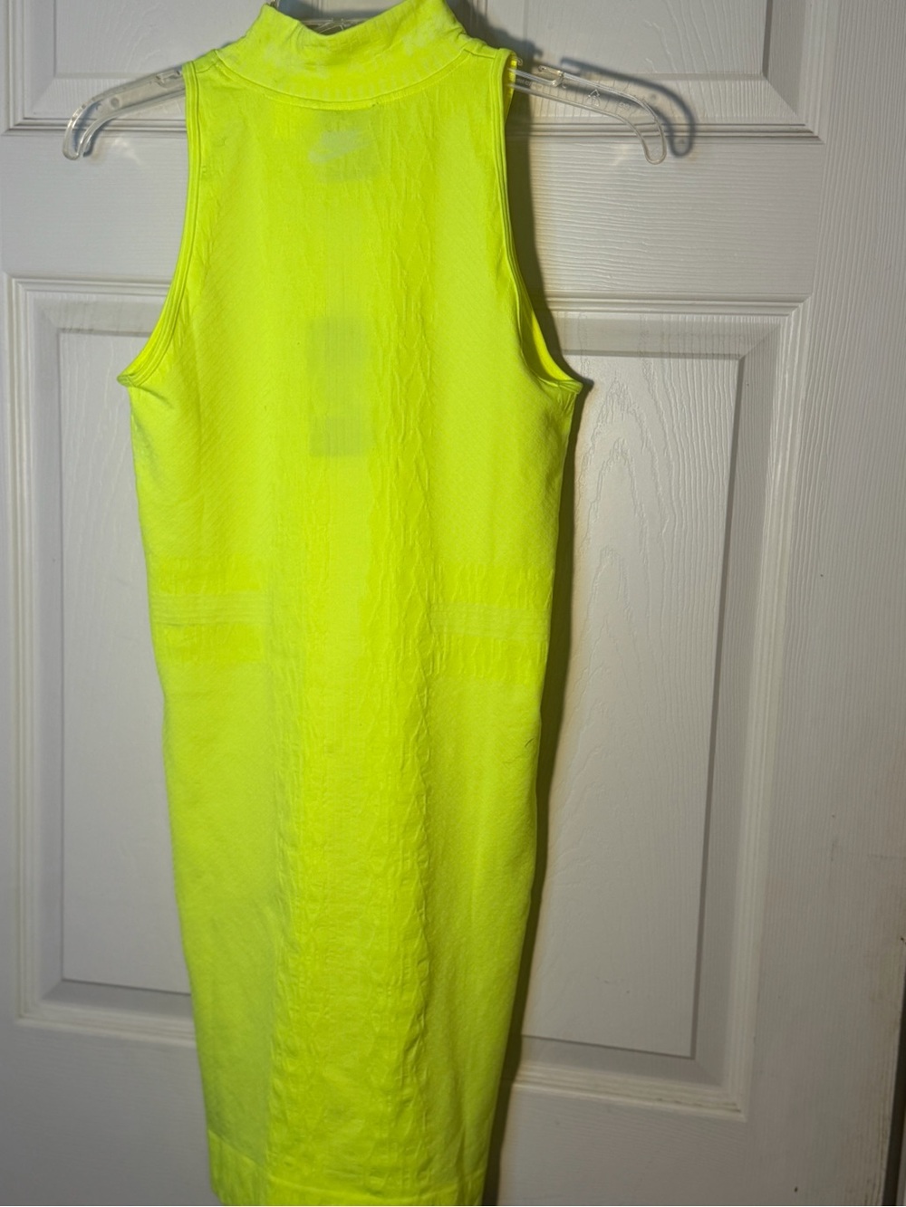 Nike Air Women’s Neon Yellow Seamless Mock Neck  Bodycon Dress with Logo M - Picture 2 of 10